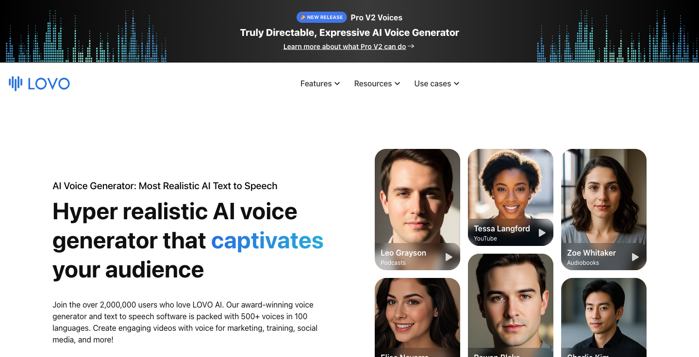 LOVO AI best ai voice generator video editor voiceover interface