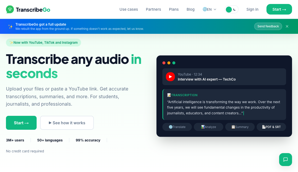 TranscribeGo - AI Tool