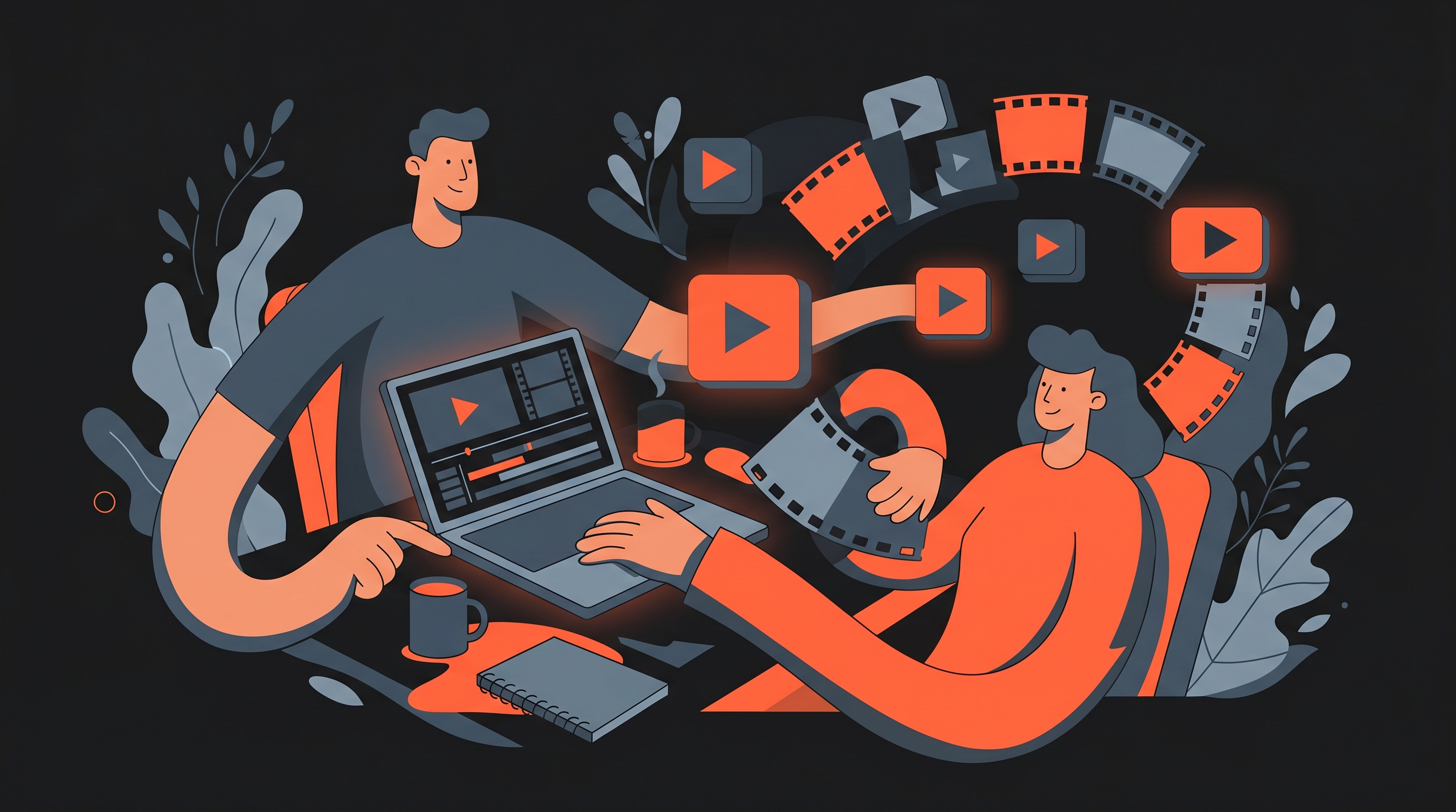 Best free AI video generators for beginners creating content with video editing tools and film reels on a laptop